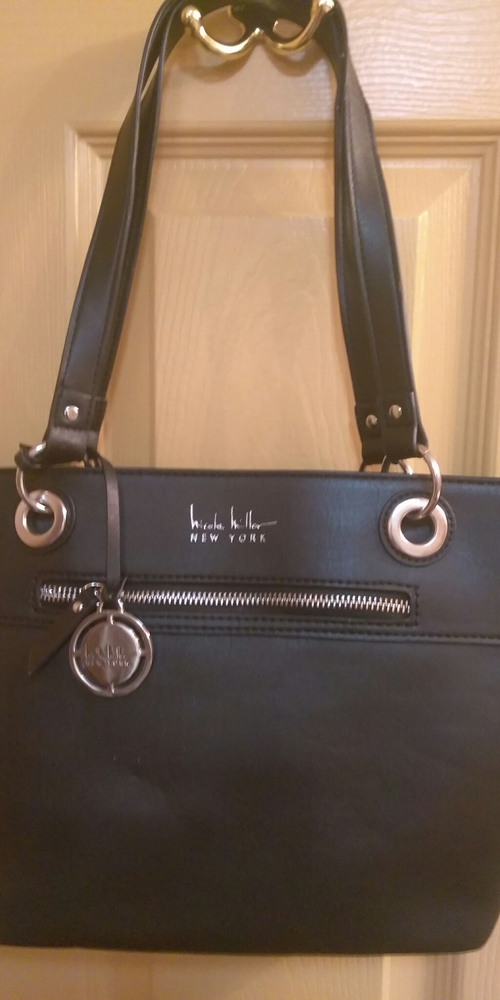 Nicole Miller black leather hand bag